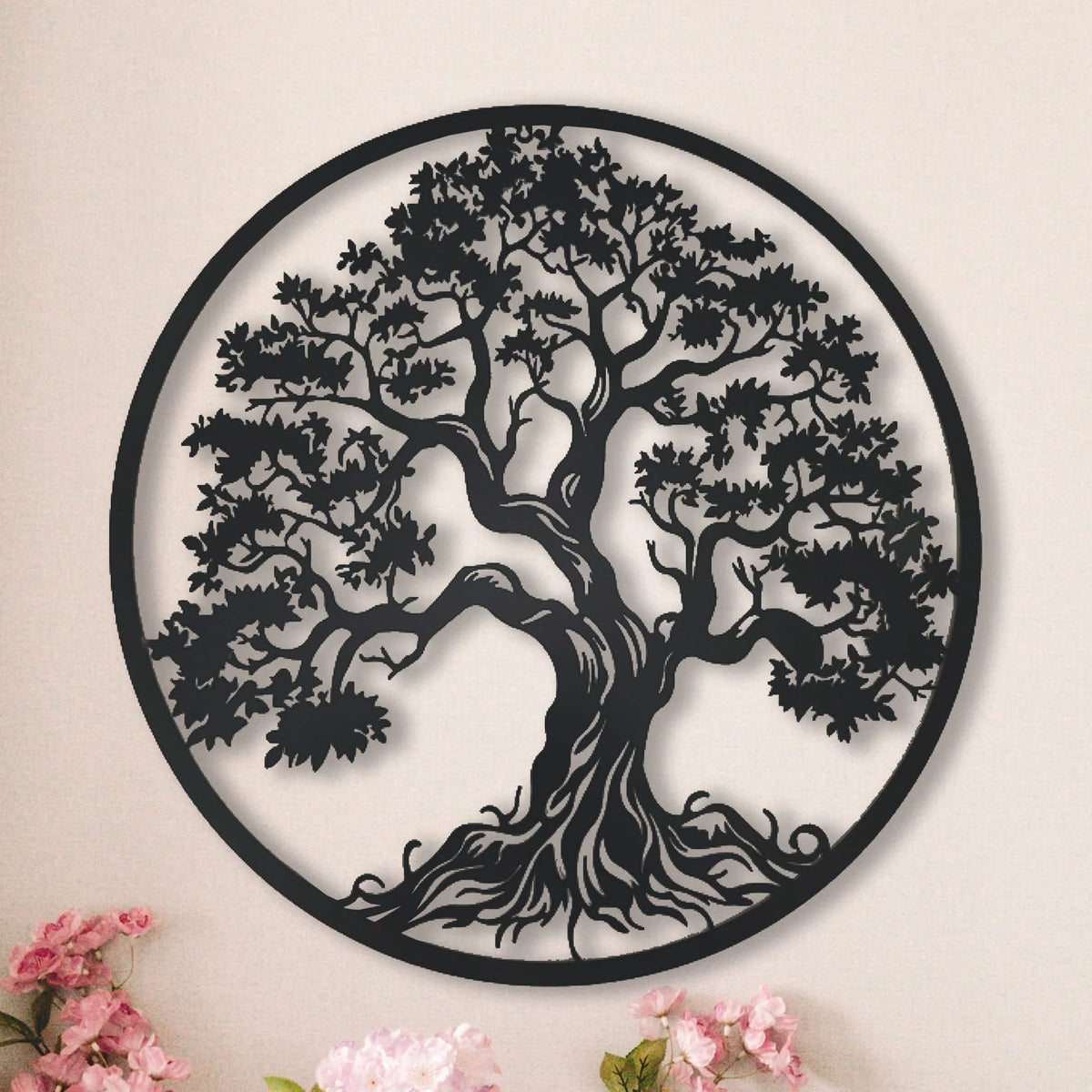 Leafy Tree of Life - Black Metal Wall