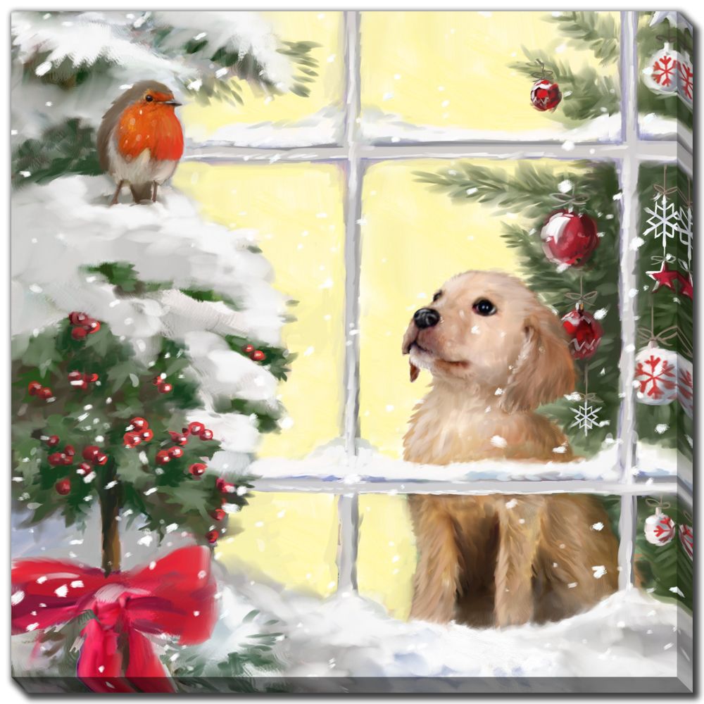 Dog at Window Painting