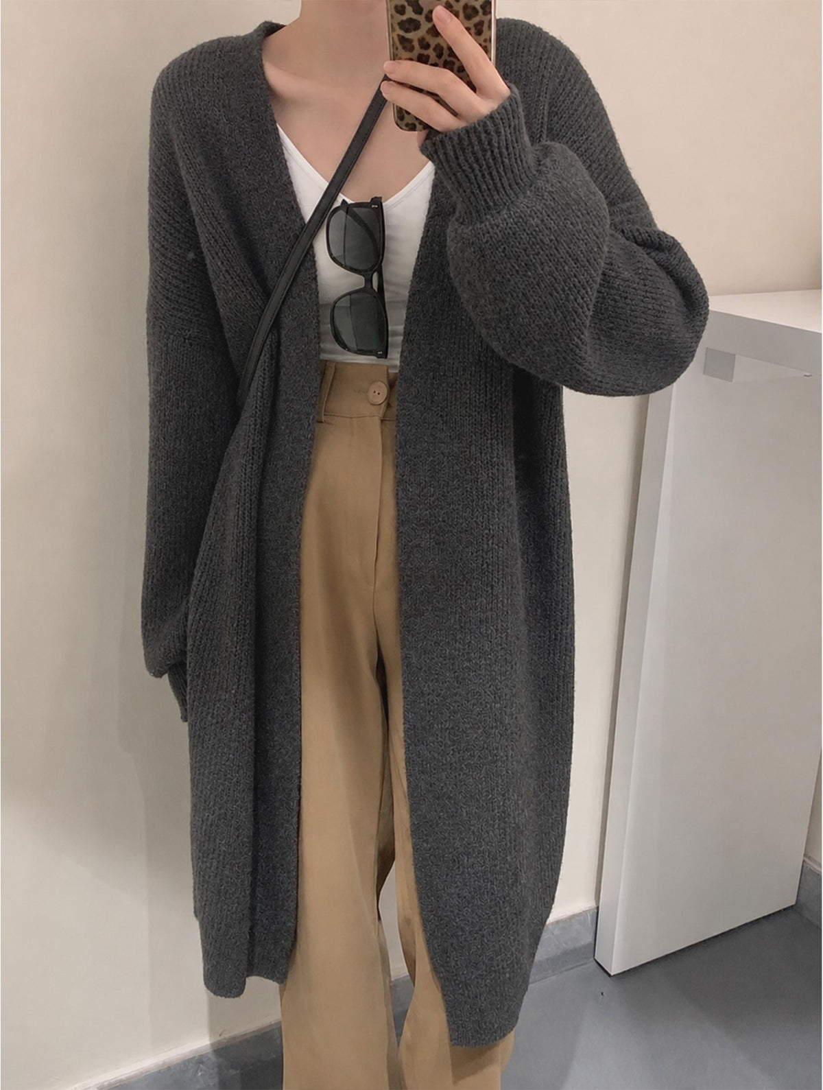 Solid Color Knitted Cardigan