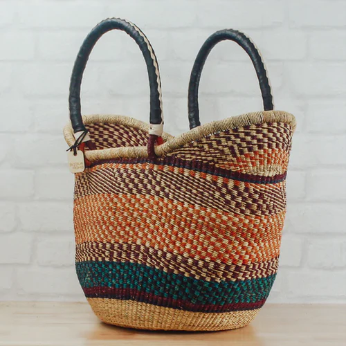 Big Blue Moma Bolga Baskets - Large U Shopper