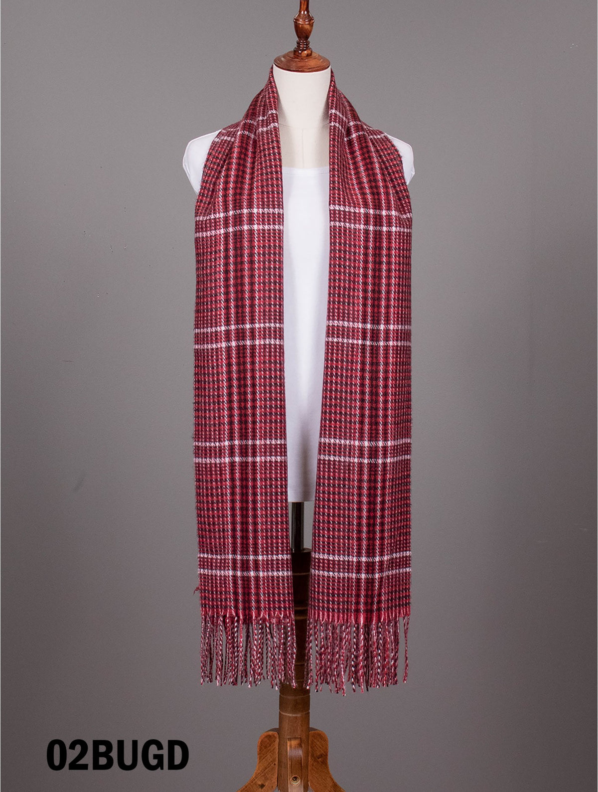 Houndstooth Print Blanket Scarf W/ Fringes