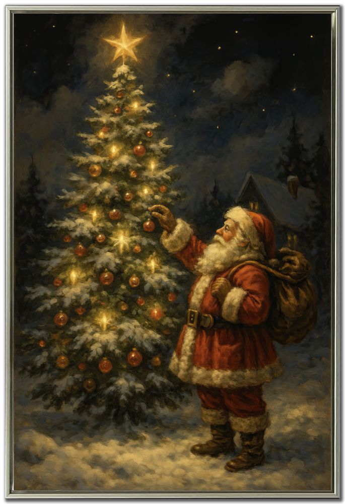 Santa Decorating Tree 24X36