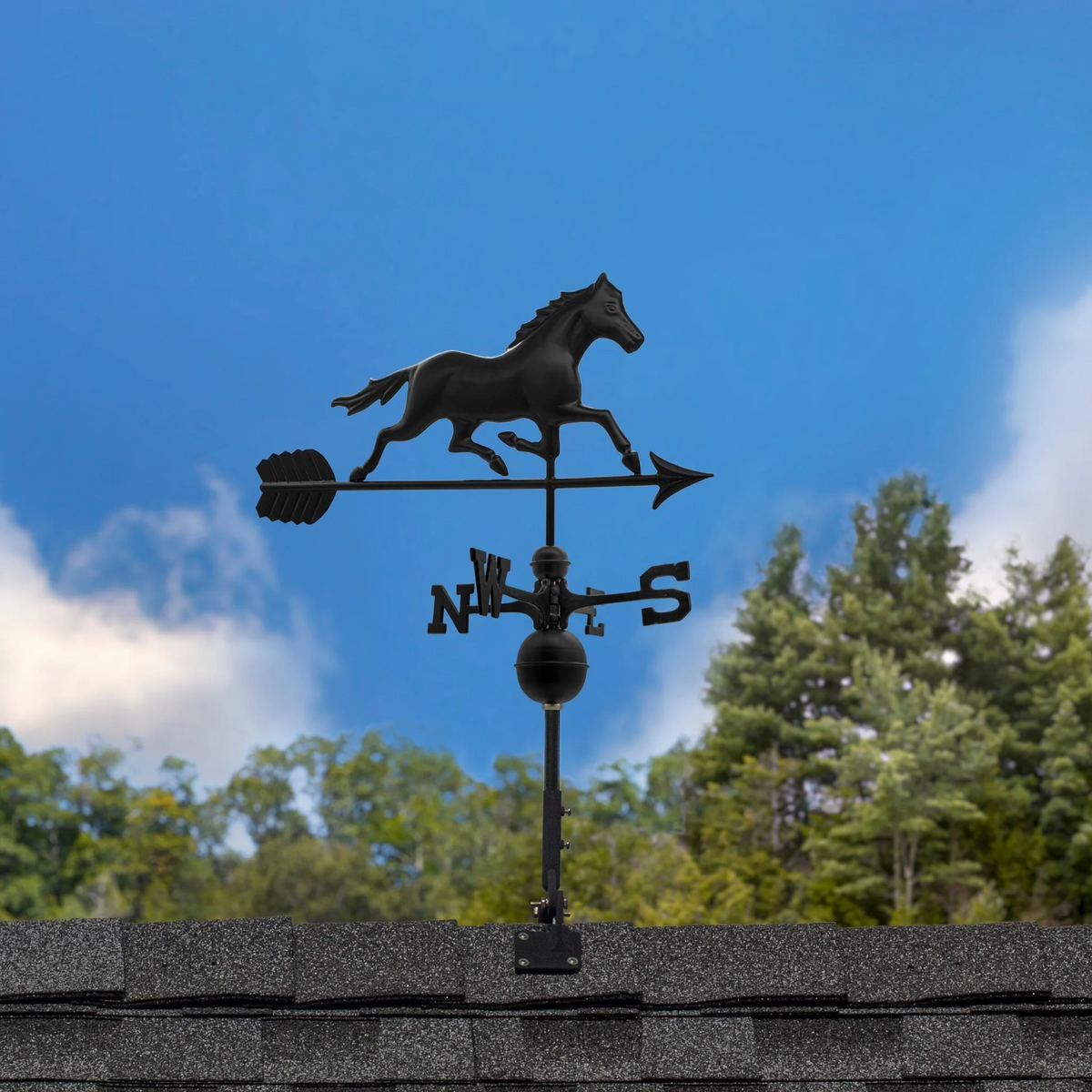 Black Aluminum Trotting Horse Standard Weathervane