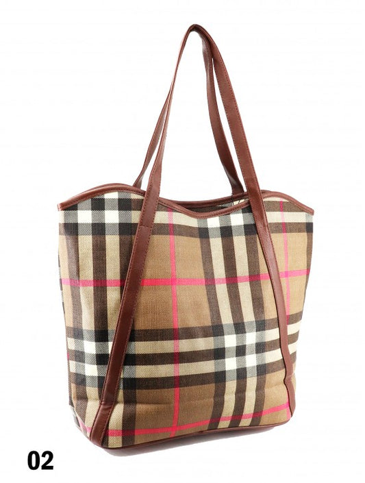 Purse - Plaid Print w/ Faux Leather Accents