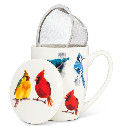 North American Birds Covered Mug & Strainer