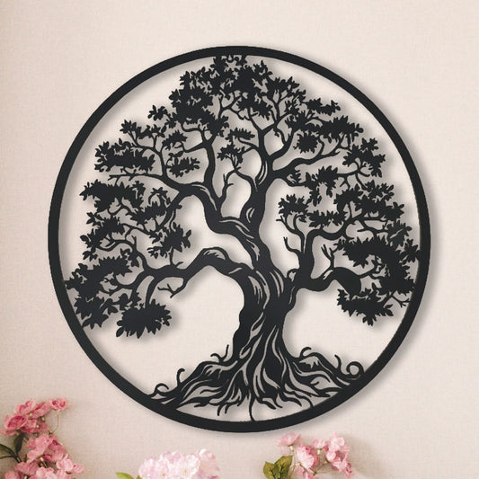 Leafy Tree of Life - Black Metal Wall