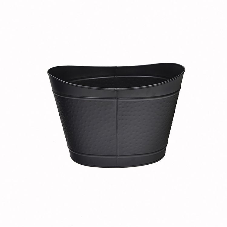 Log Holder - Large Black Hammered Metal Bin