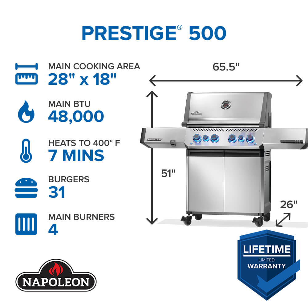 Napoleon Prestige® 500 RSIB with Infrared Side and Rear Burner -P500VRSIBPSS