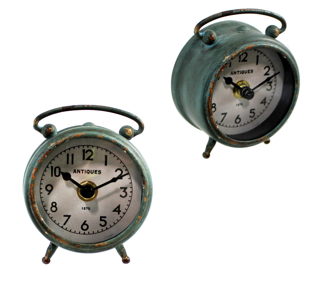 Green Antique Iron Table Clock
