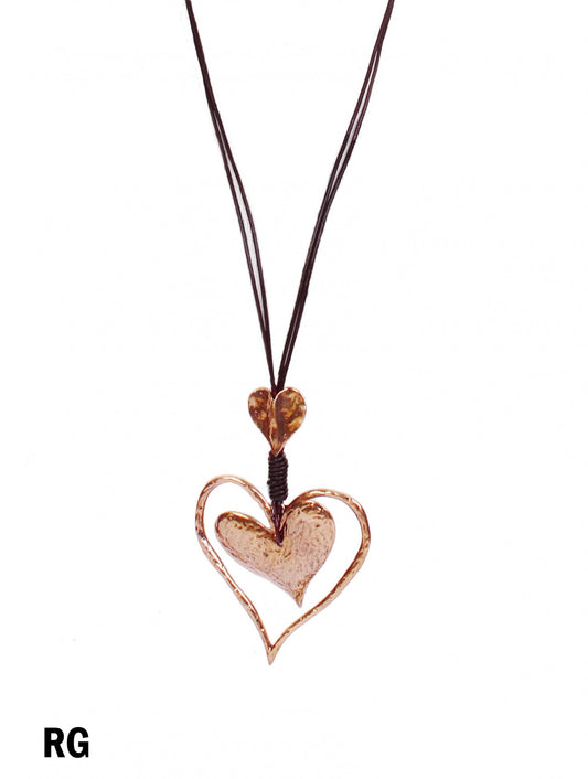 Rope Necklace  Heart Pendant
