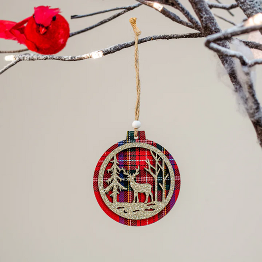 Plaid Christmas Deer Ornament