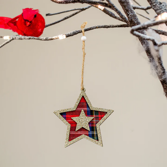 Plaid Christmas Star Ornament