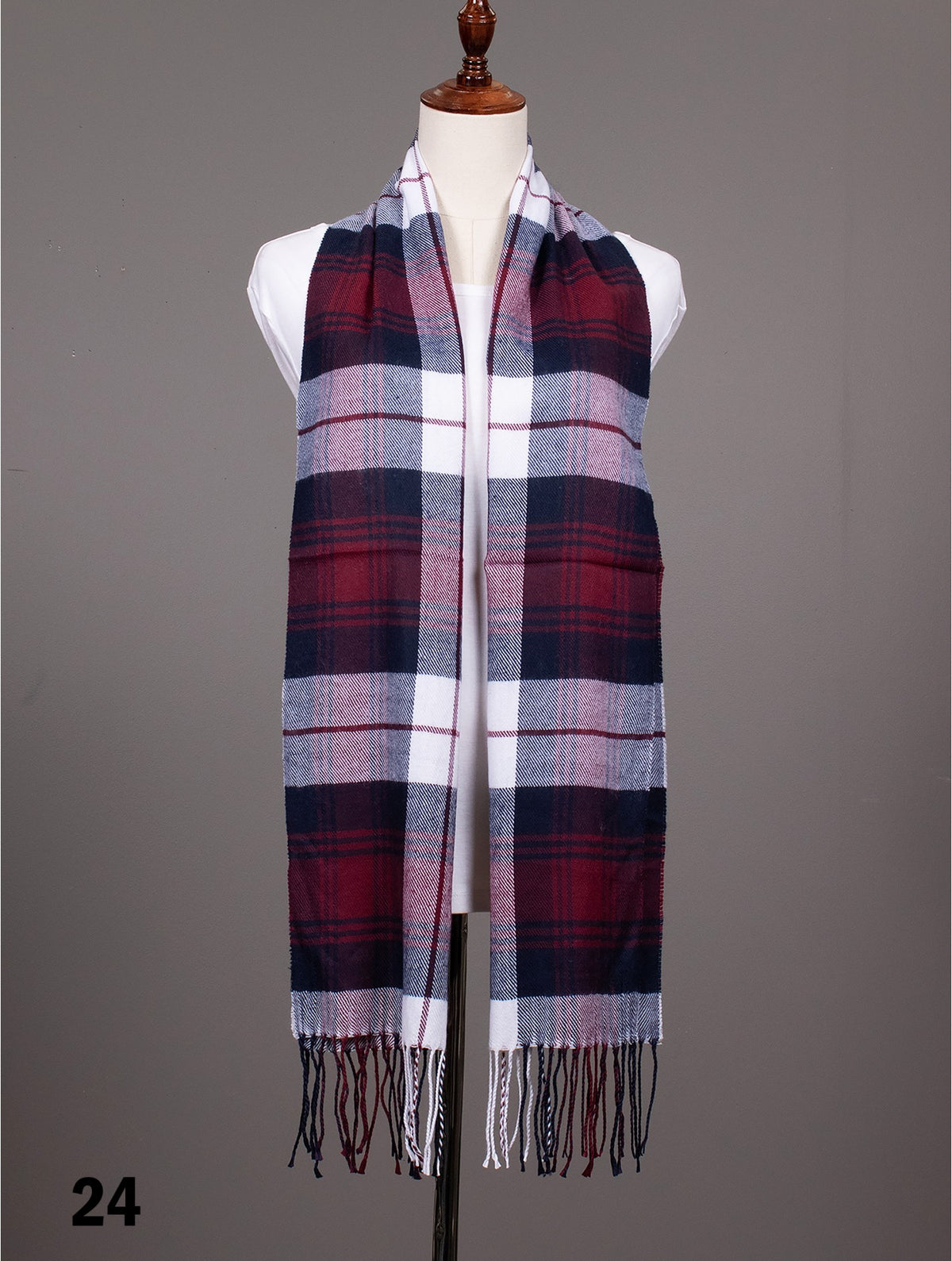 Scarf - Plaid Patterned w/ Fringe