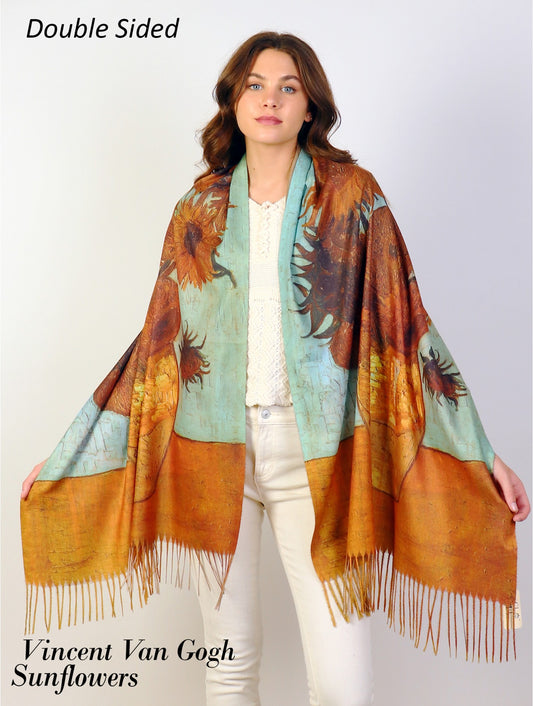 Oil Painting Double -Sided Printed Scarfs