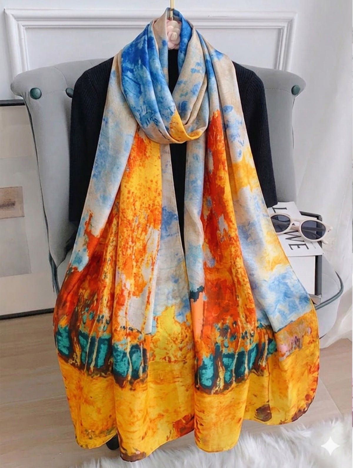 Premium Silk Feeling Vibrant Turquois Combo Scarfs