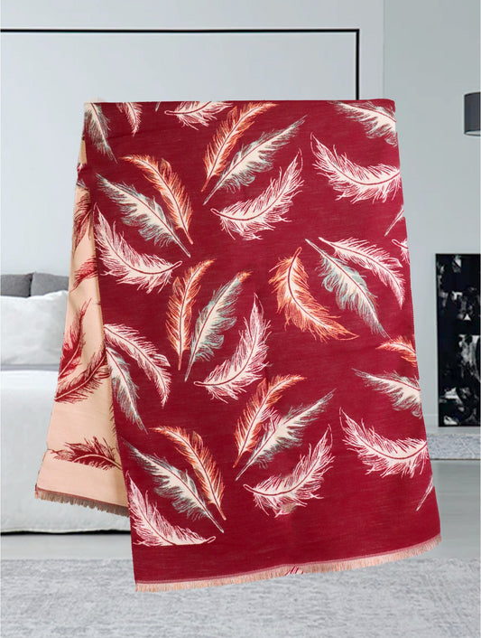 Reversible Feather Design Blanket Scarf