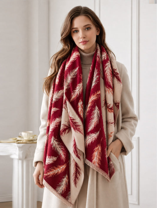 Reversible Feather Design Blanket Scarf