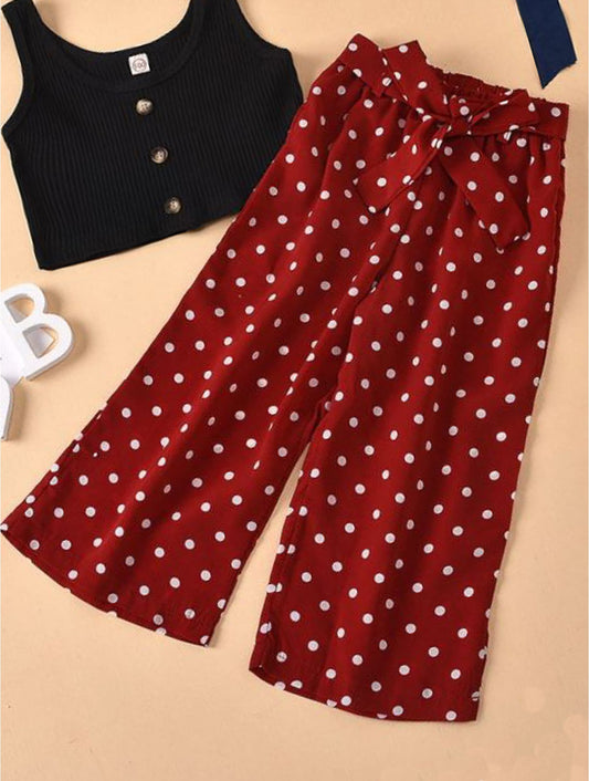 Wide-Leg Cropped Pants with waist strap