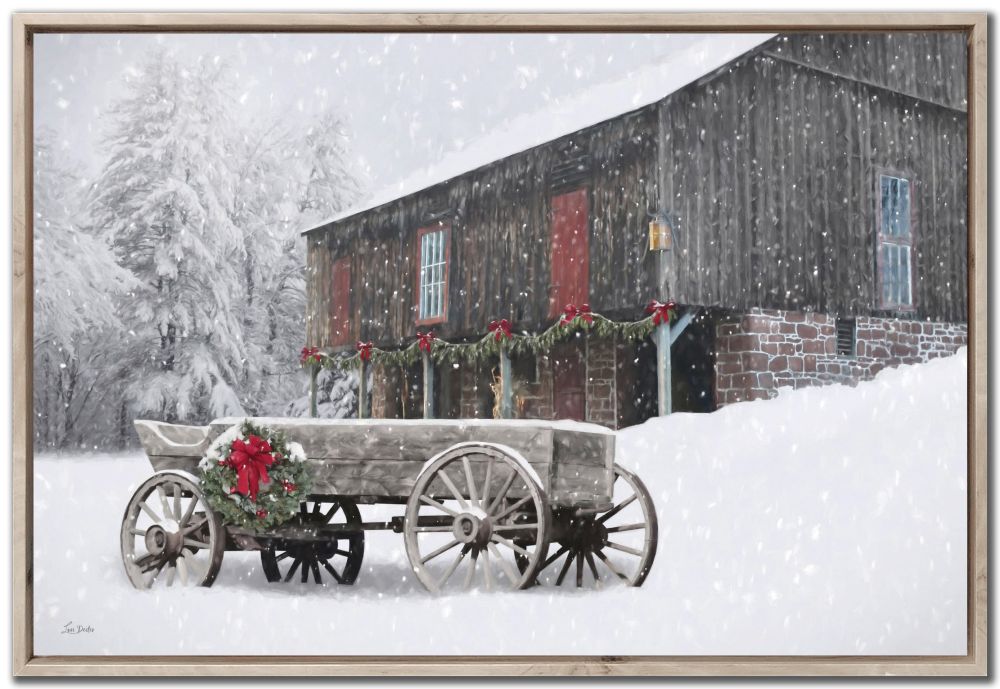 Festive Snowfall at the Barn 24X36
