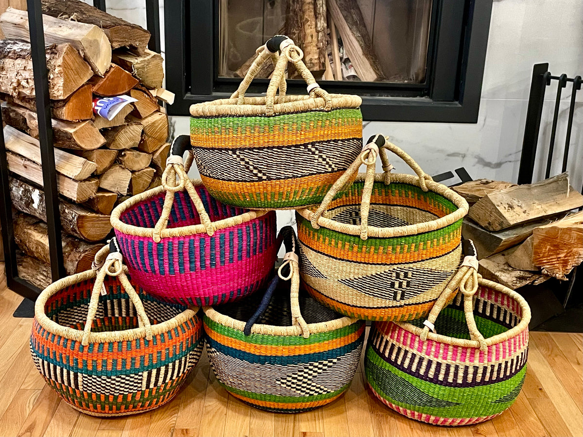 Big Blue Moma - Large Round Single Handle Basket -Variety of Colours