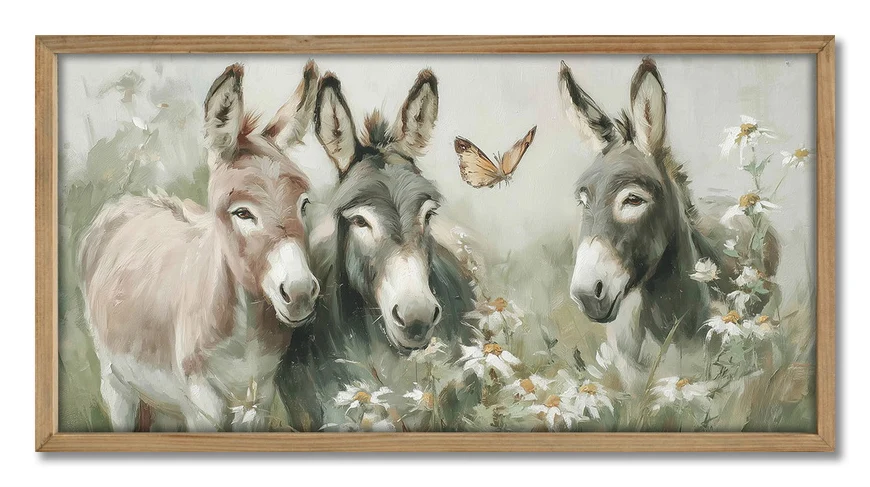 Rustic Donkey Family Canvas