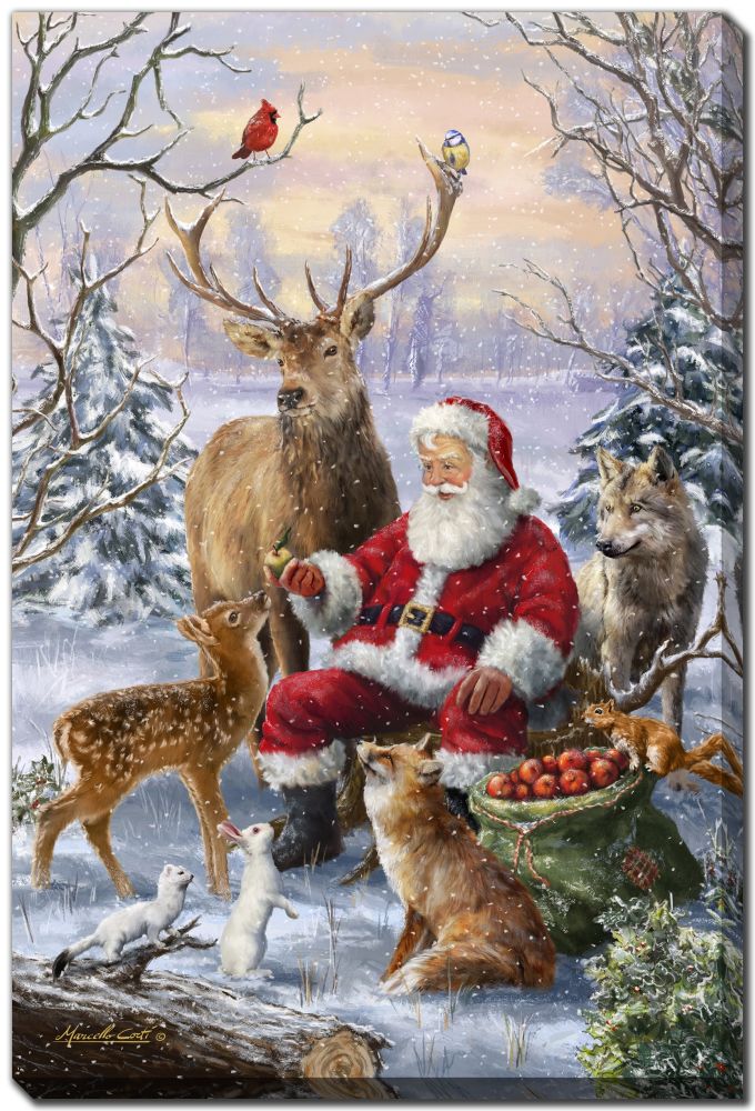 Santa with Animals Canvas Print