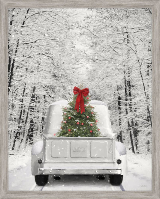 Snowy Drive Framed Canvas Mounted Art