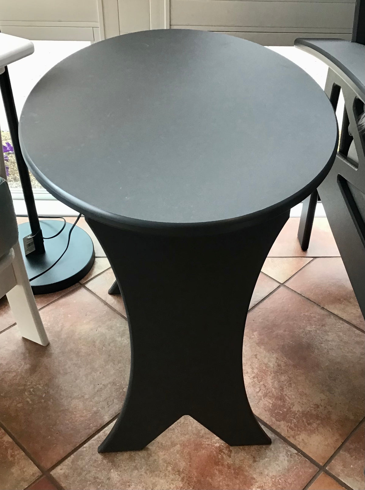 Beaver Springs - Oval Side Table - Charcoal